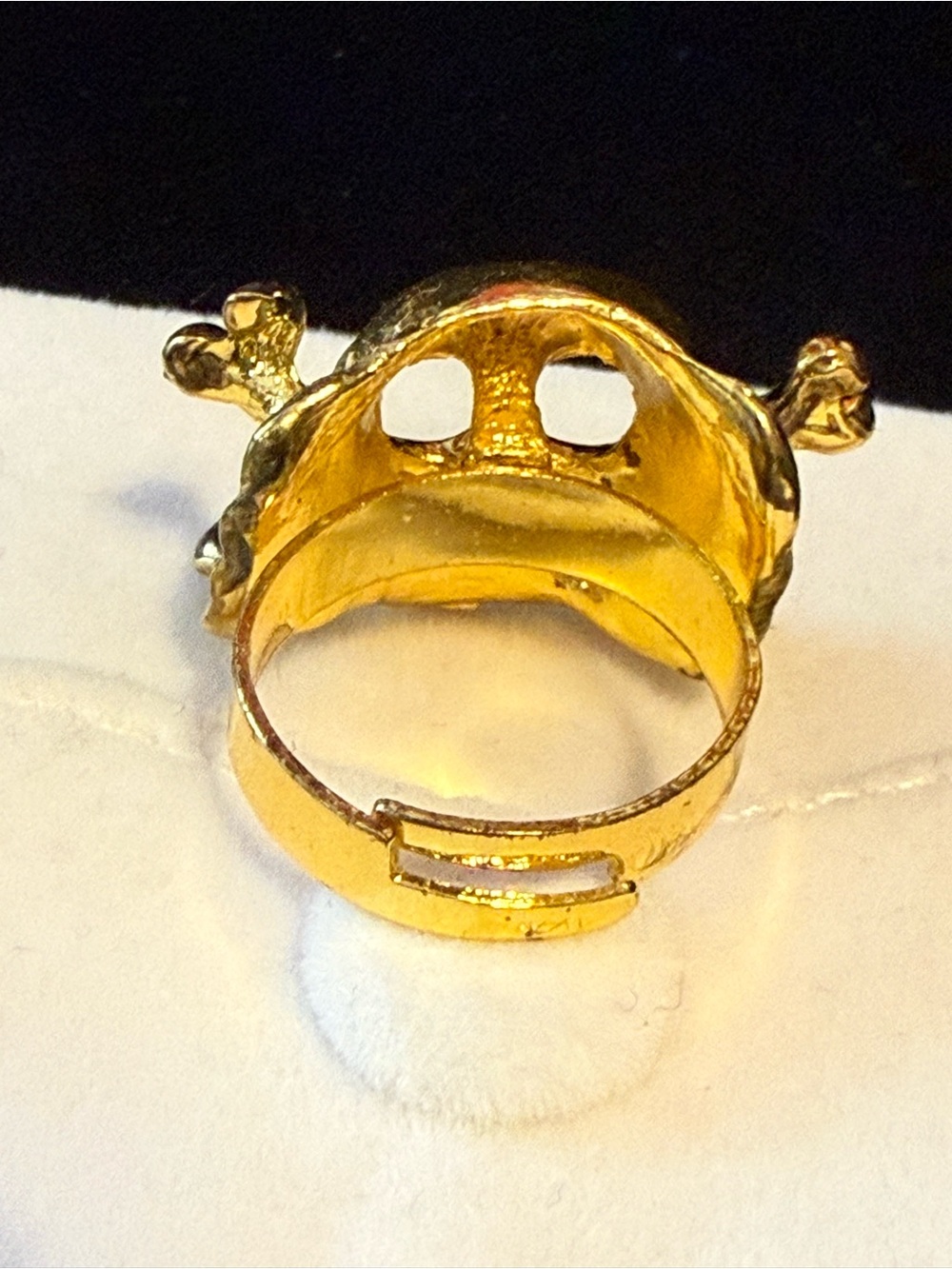 Gothic Gold Textured Skull Ring adjustable Streetwear Statement - Picture 3 of 5